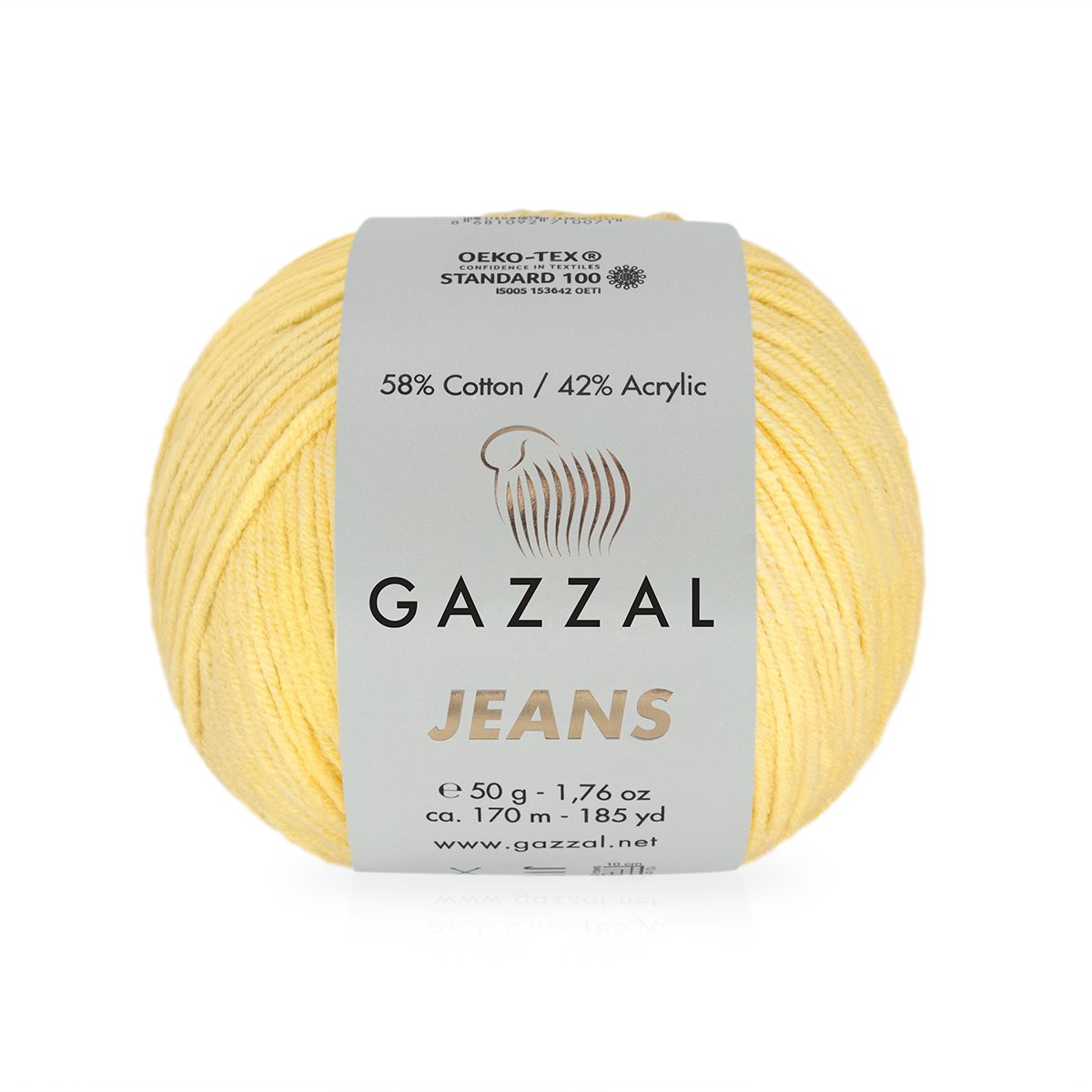Jeans GAZZAL - 170 m / 50 g 2. barva: kukuřičná, 4. číslo barvy: 1123