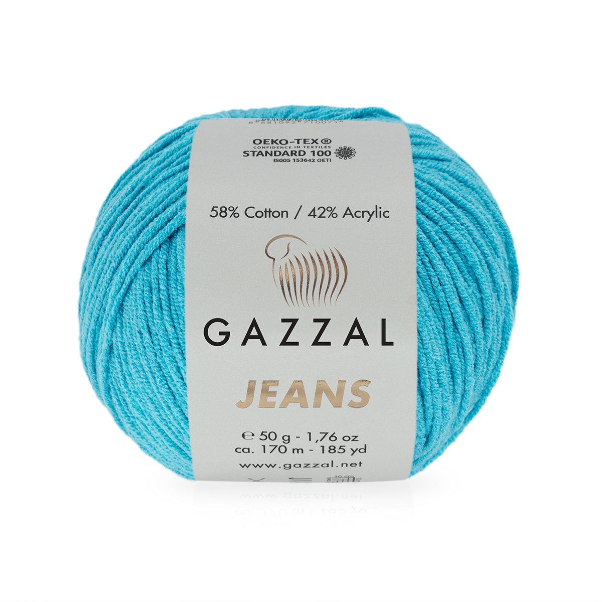 Jeans GAZZAL - 170 m / 50 g 2. barva: tyrkysová, 4. číslo barvy: 1132