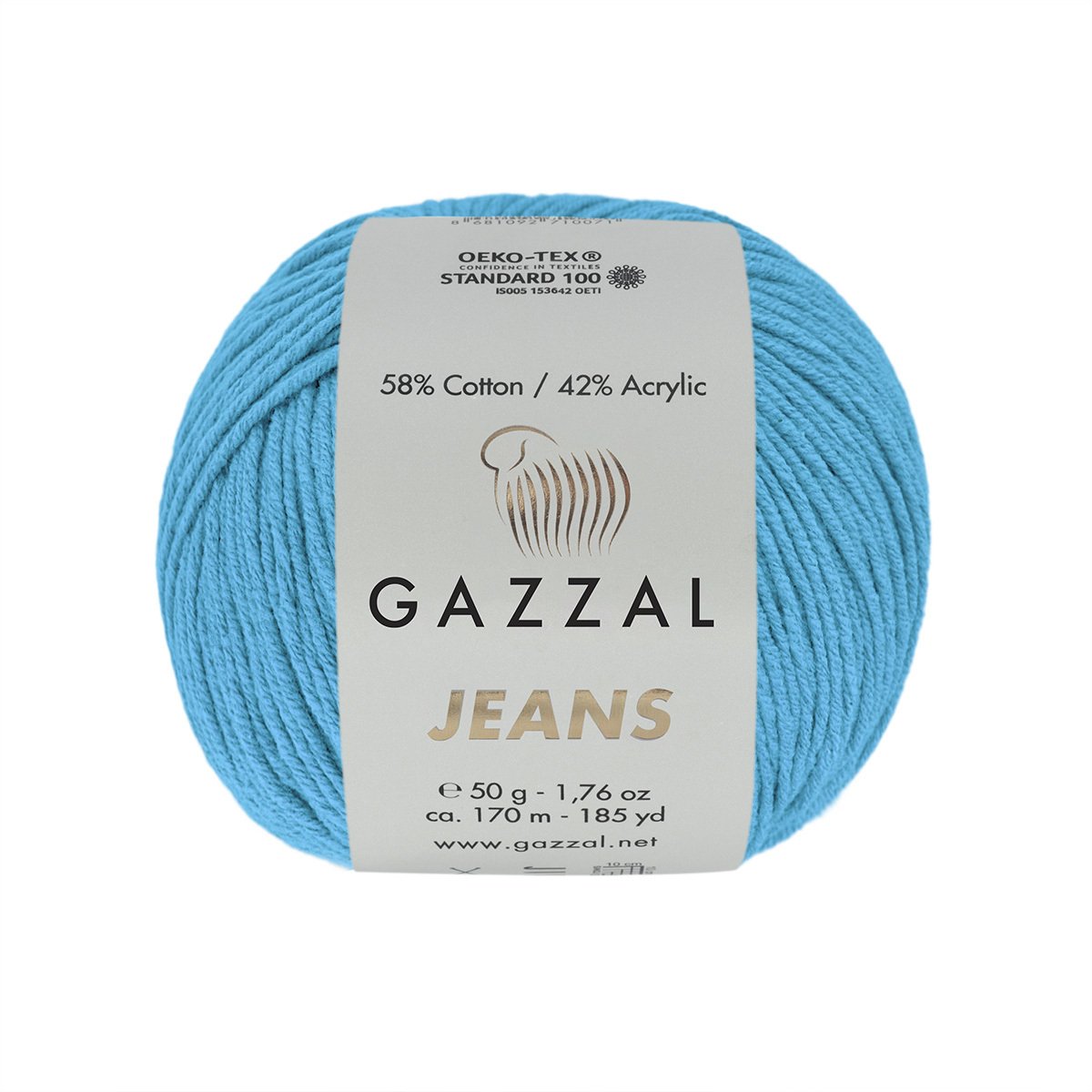 Jeans GAZZAL - 170 m / 50 g 2. barva: tyrkysová tmavší, 4. číslo barvy: 1147