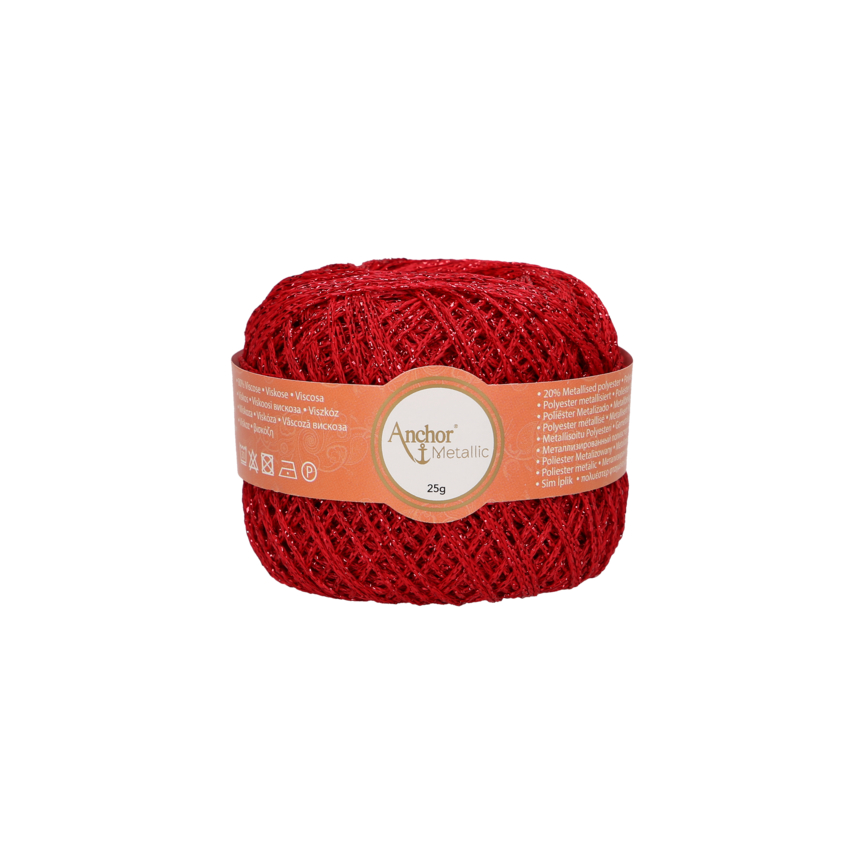 Anchor Metallic - 100 m / 25 g 2. barva: červená, 4. číslo barvy: 318