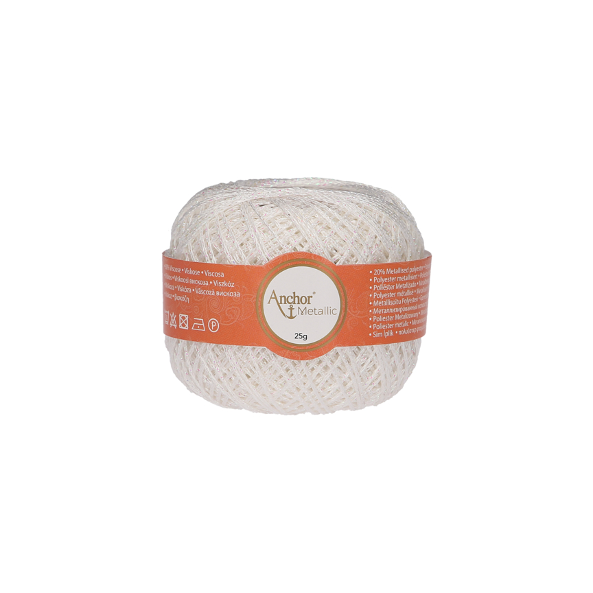 Anchor Metallic - 100 m / 25 g 2. barva: bílá, 4. číslo barvy: 304