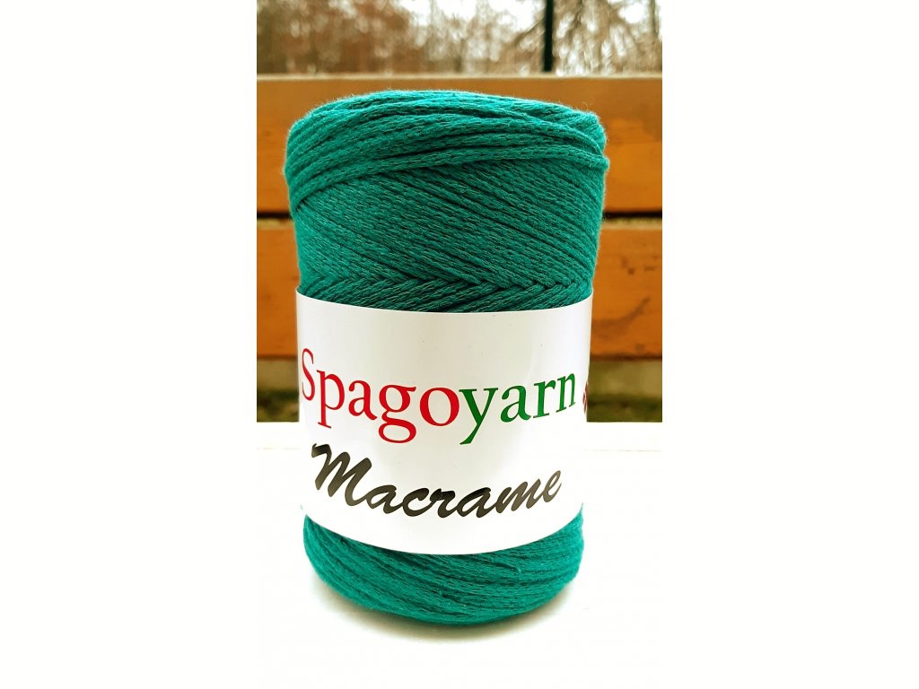 Macrame Spago Yarn - 225 m / 250 g 2. barva: smaragdová, 4. číslo barvy: 025