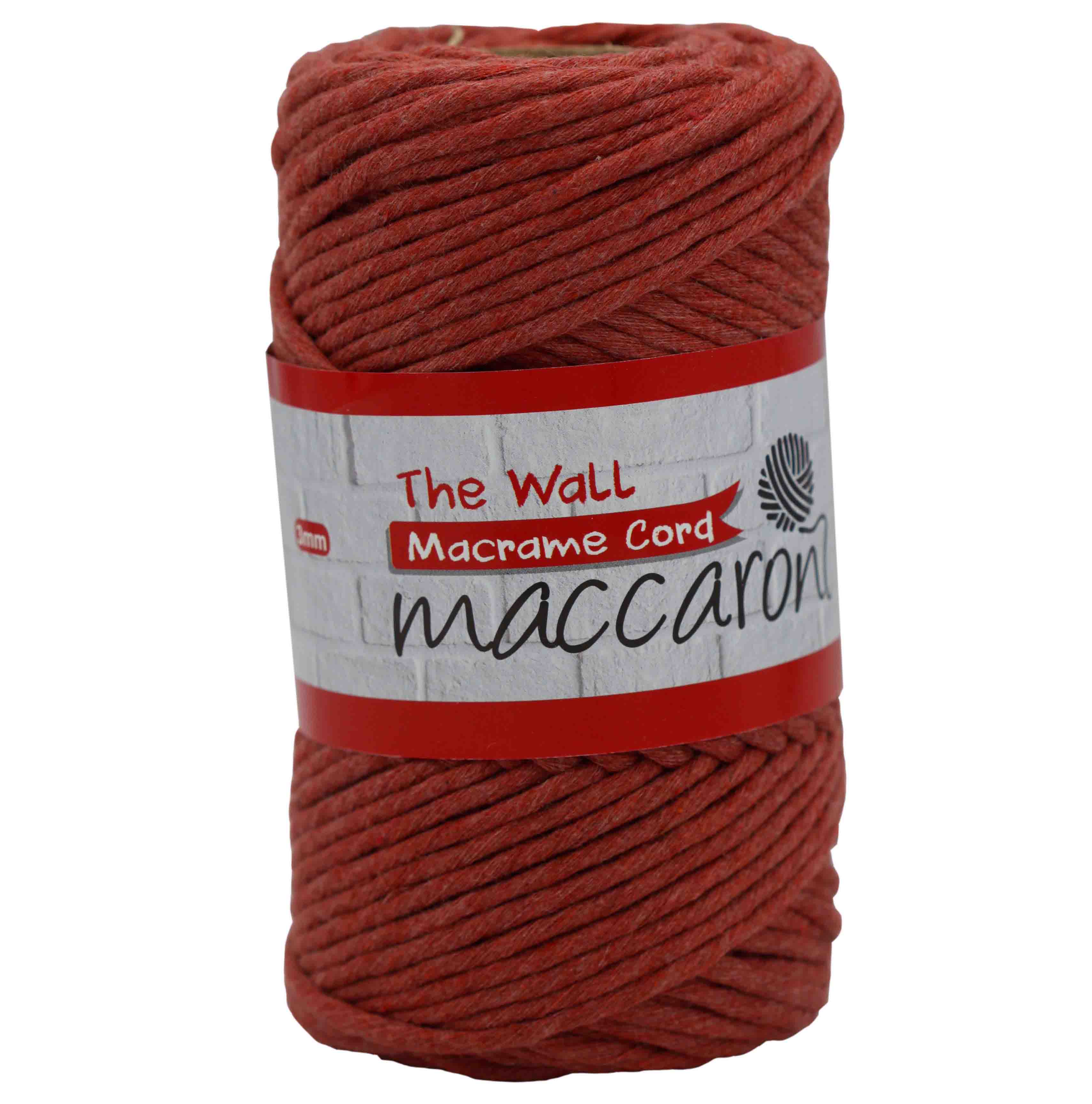 MACCARONI The Wall Macrame Cord 3 mm - 75 m / 250 g 2. barva: cihlová, 4. číslo barvy: 1115