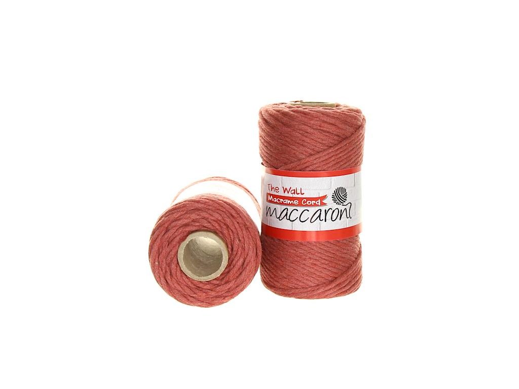 MACCARONI The Wall Macrame Cord 3 mm - 75 m / 250 g 2. barva: jahodová, 4. číslo barvy: 747