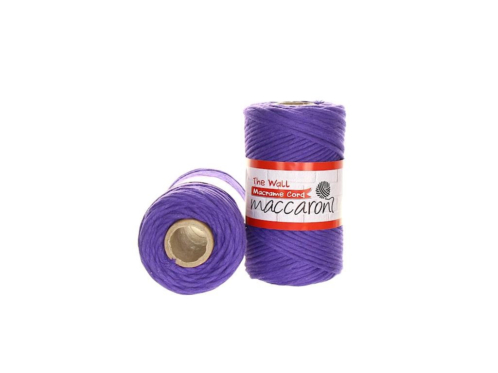 MACCARONI The Wall Macrame Cord 3 mm - 75 m / 250 g 2. barva: fialová, 4. číslo barvy: 806