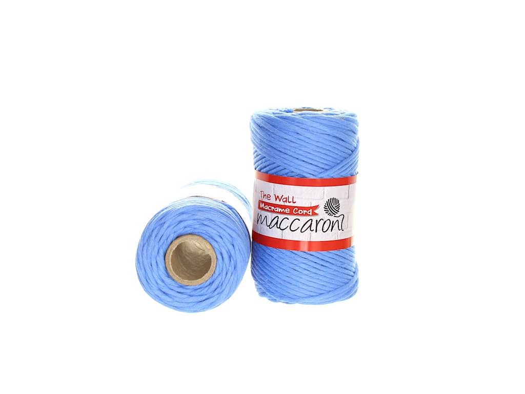 MACCARONI The Wall Macrame Cord 3 mm - 75 m / 250 g 2. barva: blankytně modrá ( nebeská ), 4. číslo barvy: 911