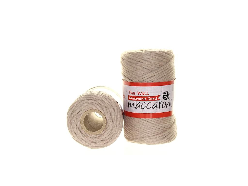 MACCARONI The Wall Macrame Cord 3 mm - 75 m / 250 g 2. barva: béžová světlejší, 4. číslo barvy: 302