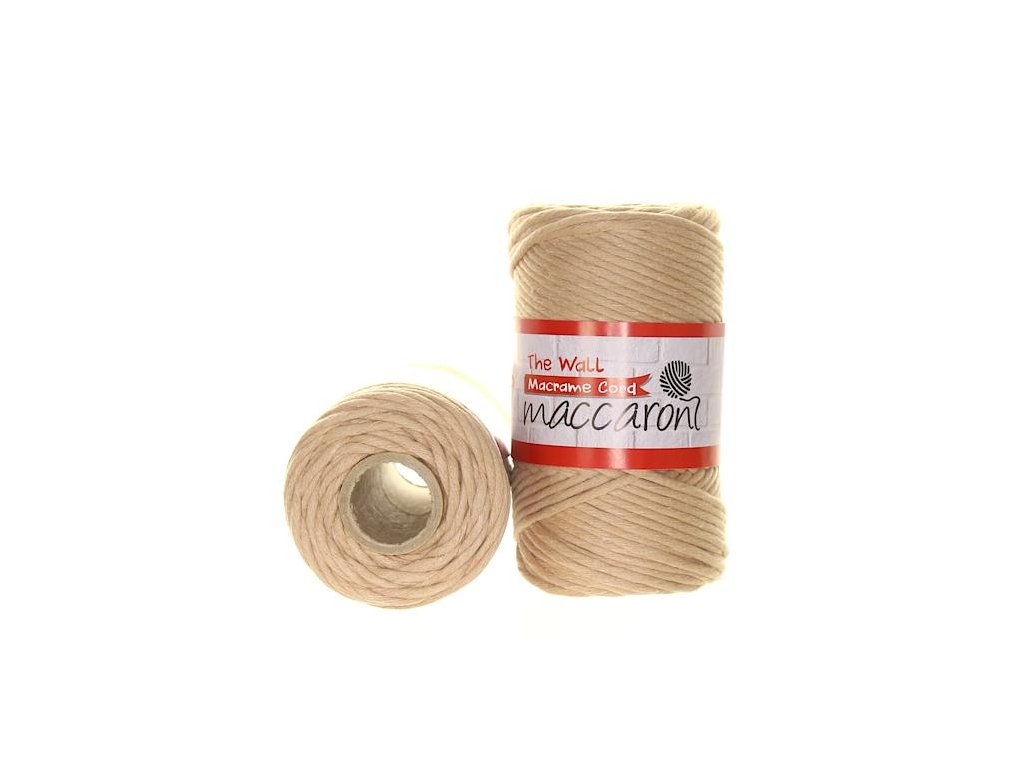 MACCARONI The Wall Macrame Cord 3 mm - 75 m / 250 g 2. barva: béžová, 4. číslo barvy: 305