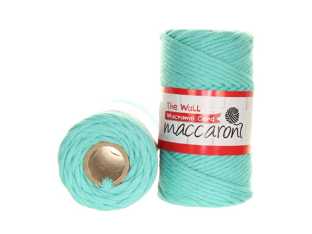 MACCARONI The Wall Macrame Cord 3 mm - 75 m / 250 g 2. barva: mátová, 4. číslo barvy: 405