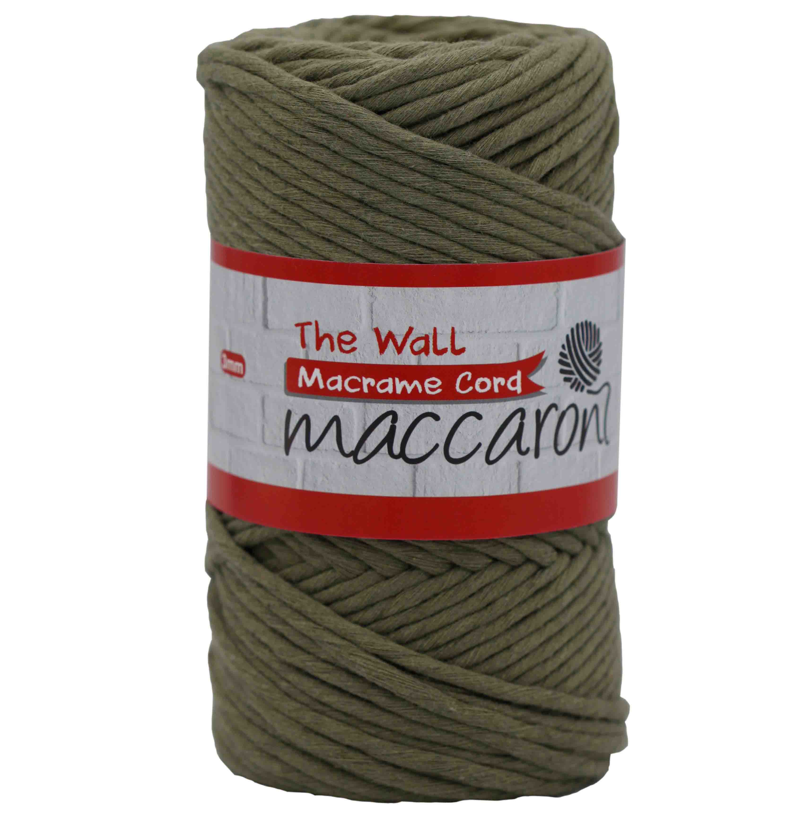 MACCARONI The Wall Macrame Cord 3 mm - 75 m / 250 g 2. barva: olivová, 4. číslo barvy: 802