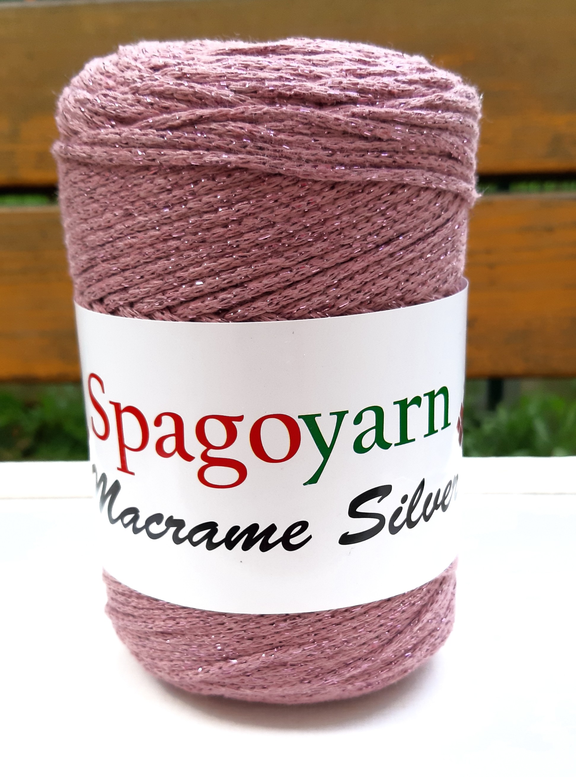SPAGO YARN Macrame Silver - 275 m / 250 g 2. barva: starorůžová + růžové vlákno, 4. číslo barvy: 143
