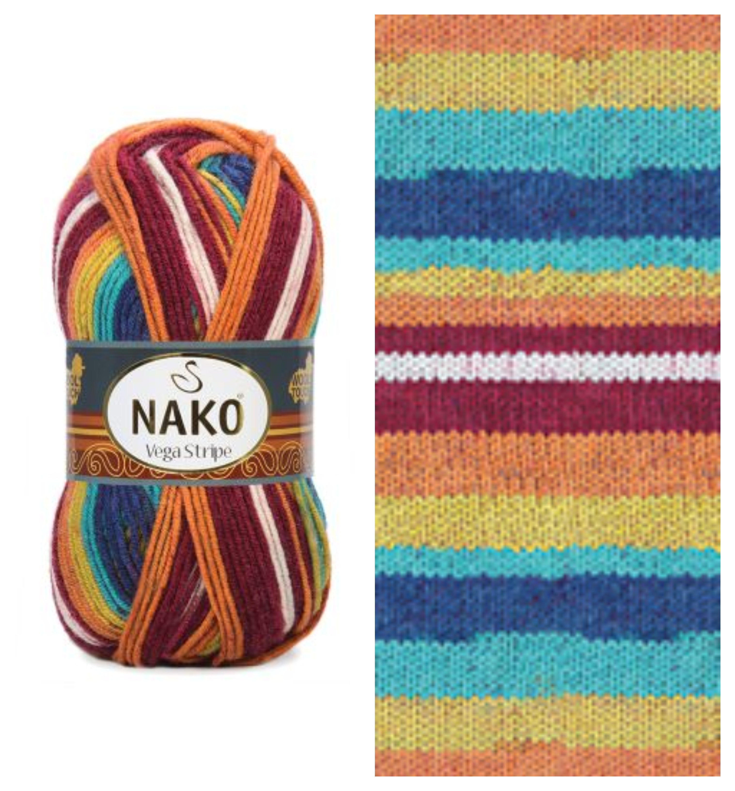 NAKO Vega Stripe - 195 m / 100 g 4. číslo barvy: 82409