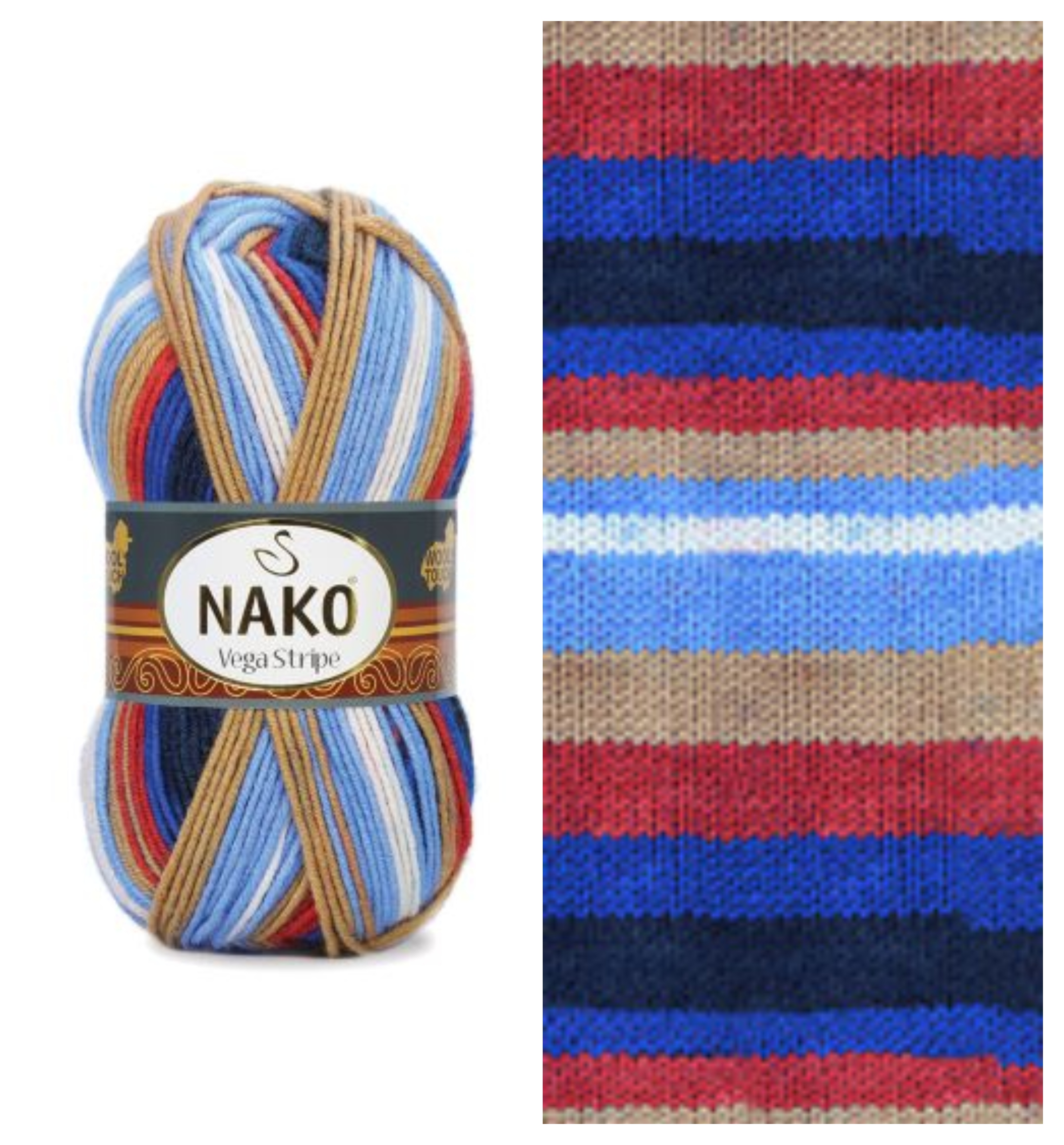 NAKO Vega Stripe - 195 m / 100 g 4. číslo barvy: 82411