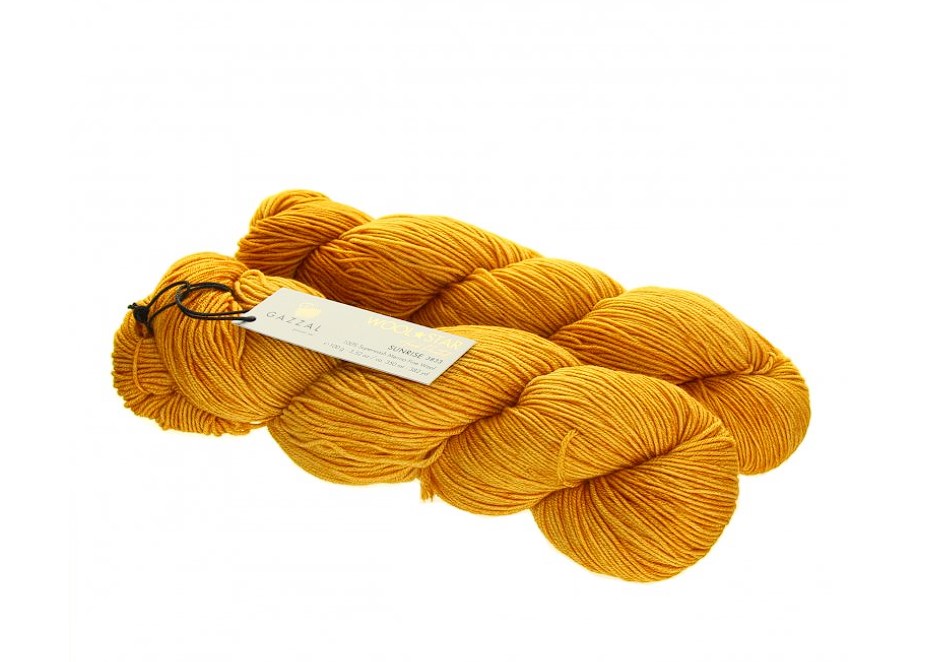GAZZAL Wool Star - 350 m / 100 g 2. barva: žloutková, 4. číslo barvy: 3833