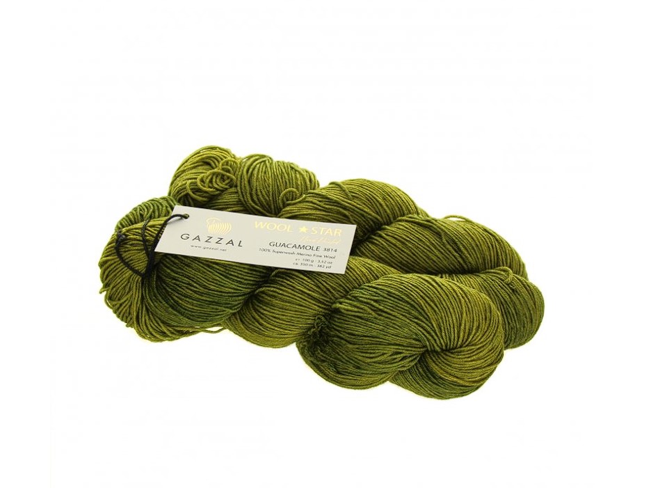 GAZZAL Wool Star - 350 m / 100 g 2. barva: zelená, 4. číslo barvy: 3814