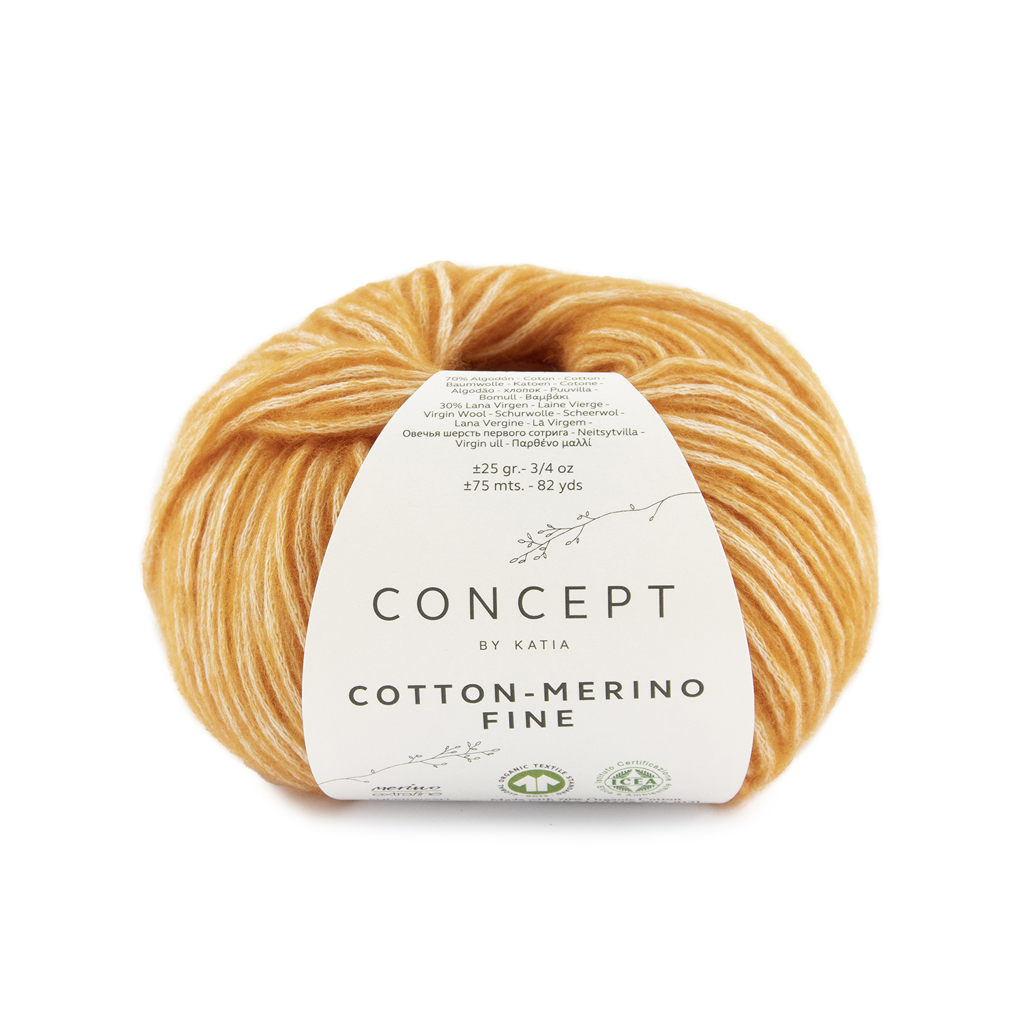 KATIA Cotton-Merino Fine - 75 m / 25 g 2. barva: oranžová, 4. číslo barvy: 82