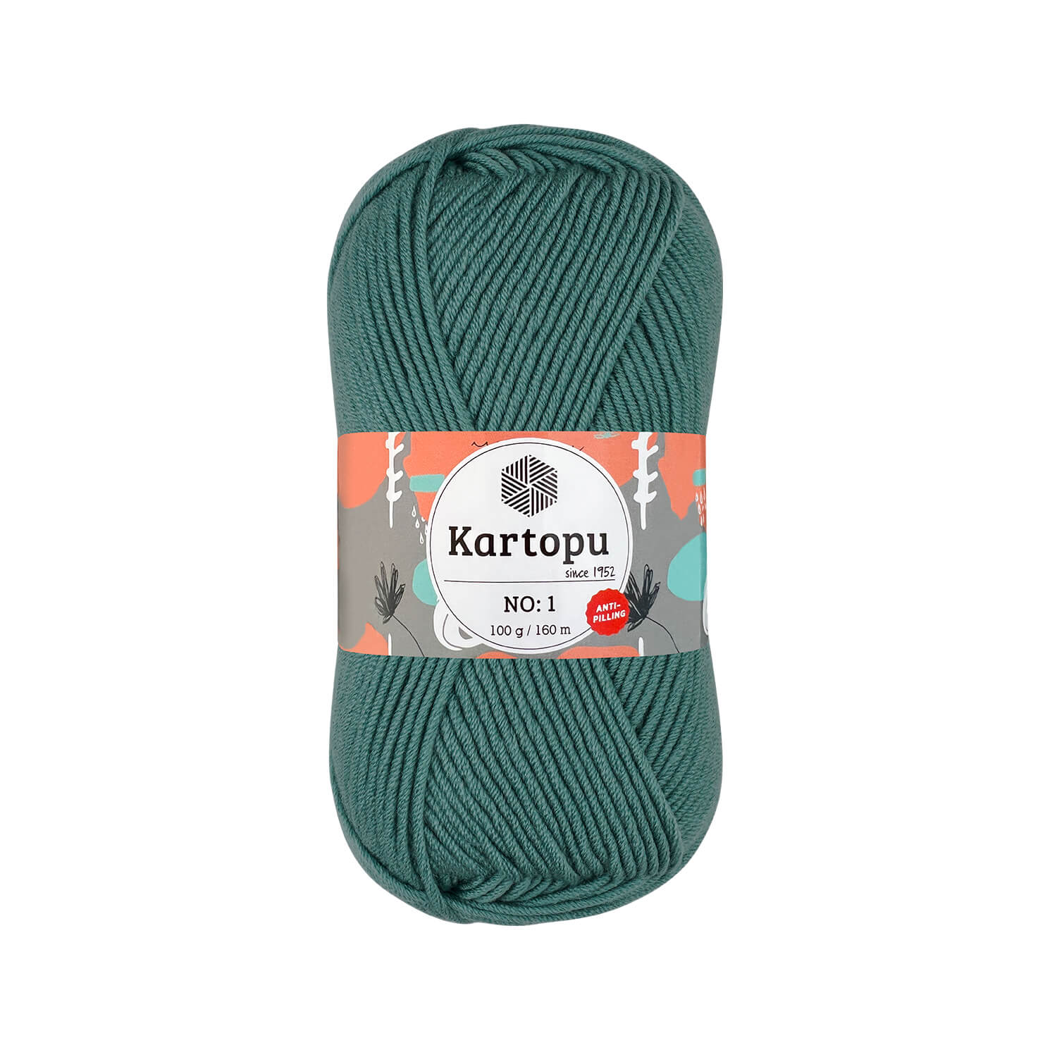 KARTOPU NO: 1 - 160 m / 100 g 2. barva: jadeitová, 4. číslo barvy: 493