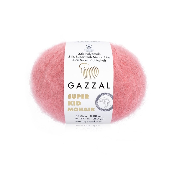 GAZZAL Super Kid Mohair - 237 m / 25 g 2. barva: růžová, 4. číslo barvy: 64430