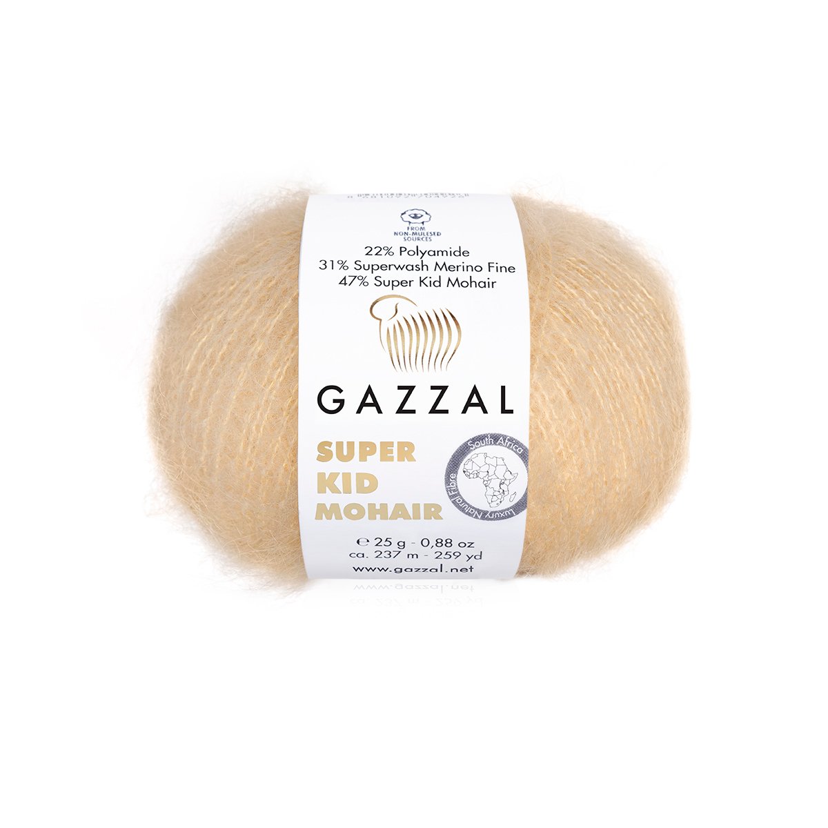 GAZZAL Super Kid Mohair - 237 m / 25 g 2. barva: béžová, 4. číslo barvy: 64404