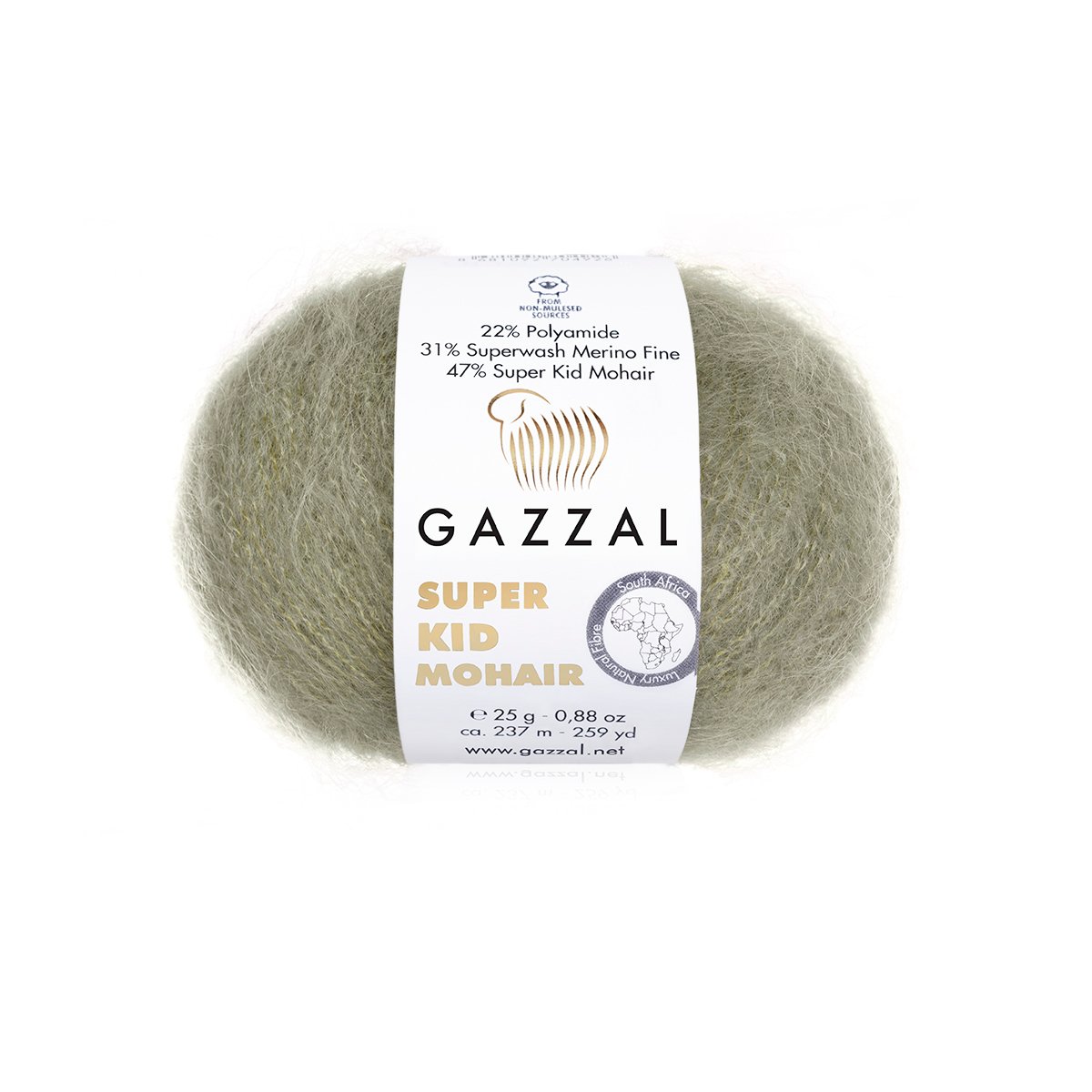 GAZZAL Super Kid Mohair - 237 m / 25 g 2. barva: šedobéžová, 4. číslo barvy: 64407