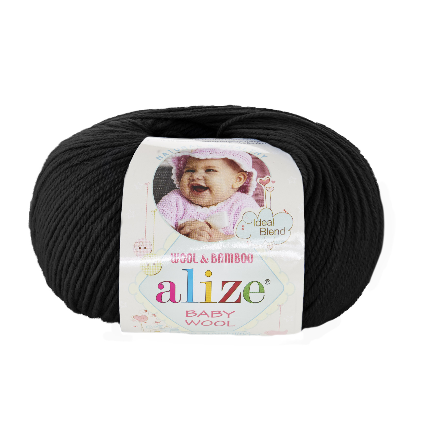 ALIZE Baby Wool - 175 m / 50 g 2. barva: černá, 4. číslo barvy: 60