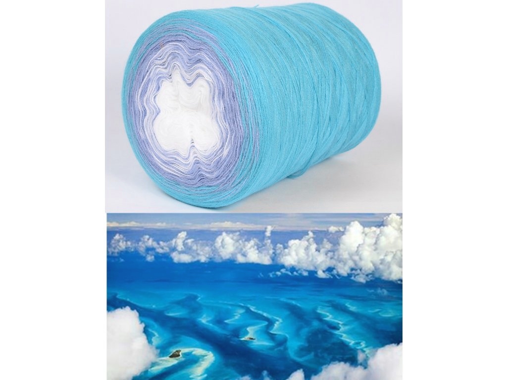STENLI Muffin - 2000 m / 430 g 4. číslo barvy: 117 - tyrkysová, blankytně modrá, bílá