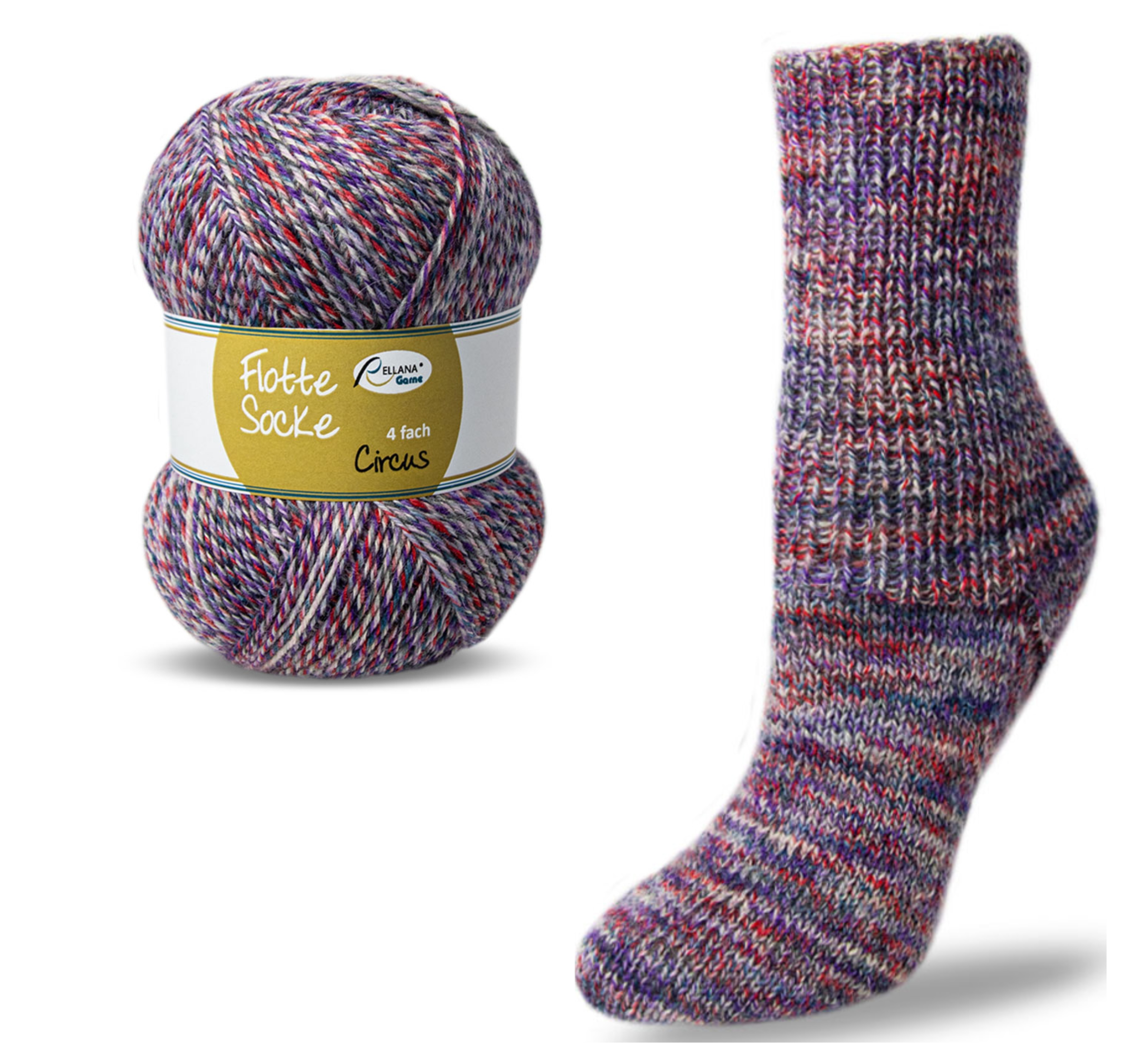 RELLANA Flotte Socke 4f. Circus - 420 m / 100 g 4. číslo barvy: 1693