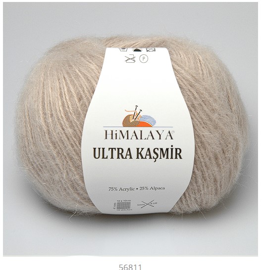 HIMALAYA Ultra Kasmir - 175 m / 50 g 2. barva: šedobéžová, 4. číslo barvy: 56811