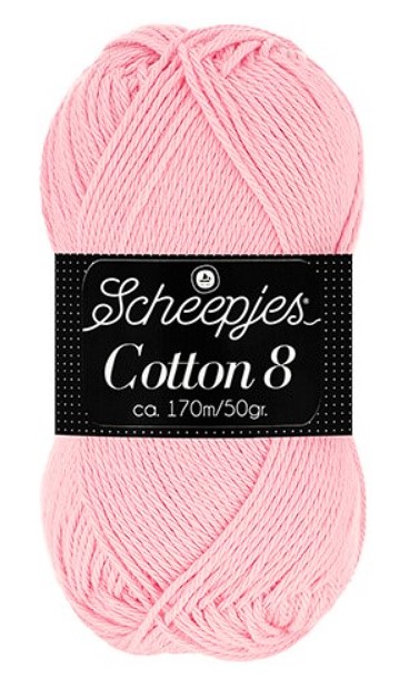 SCHEEPJES Cotton 8 - 170 m / 50 g 2. barva: růžová, 4. číslo barvy: 654