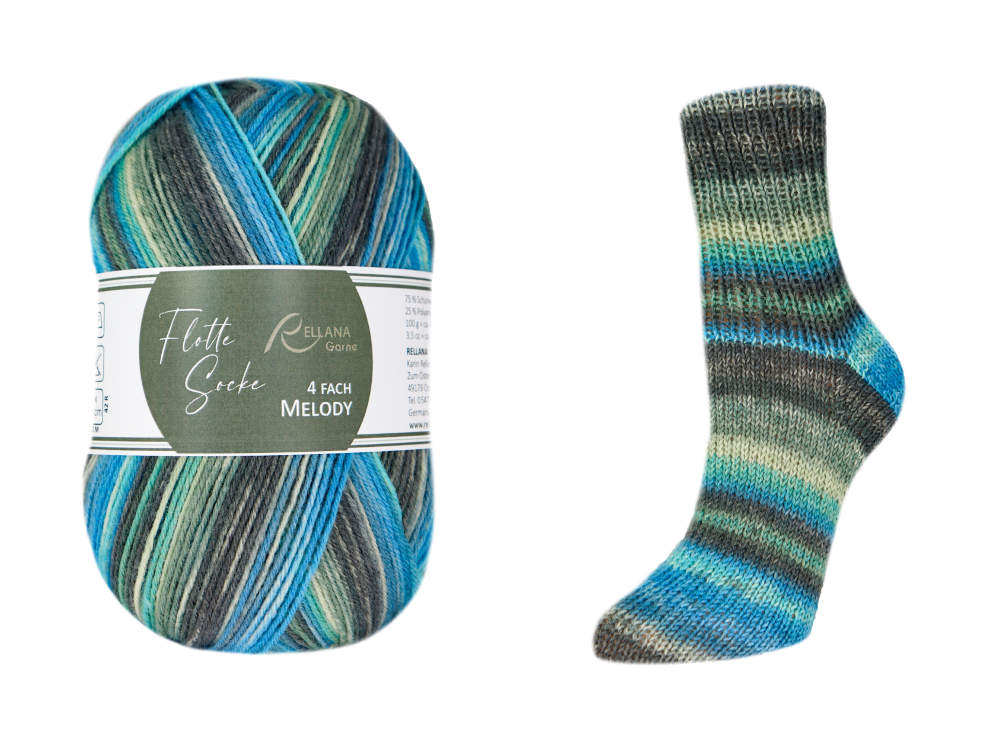 RELLANA Flotte Socke 4f. Melody - 420 m / 100 g 4. číslo barvy: 3022