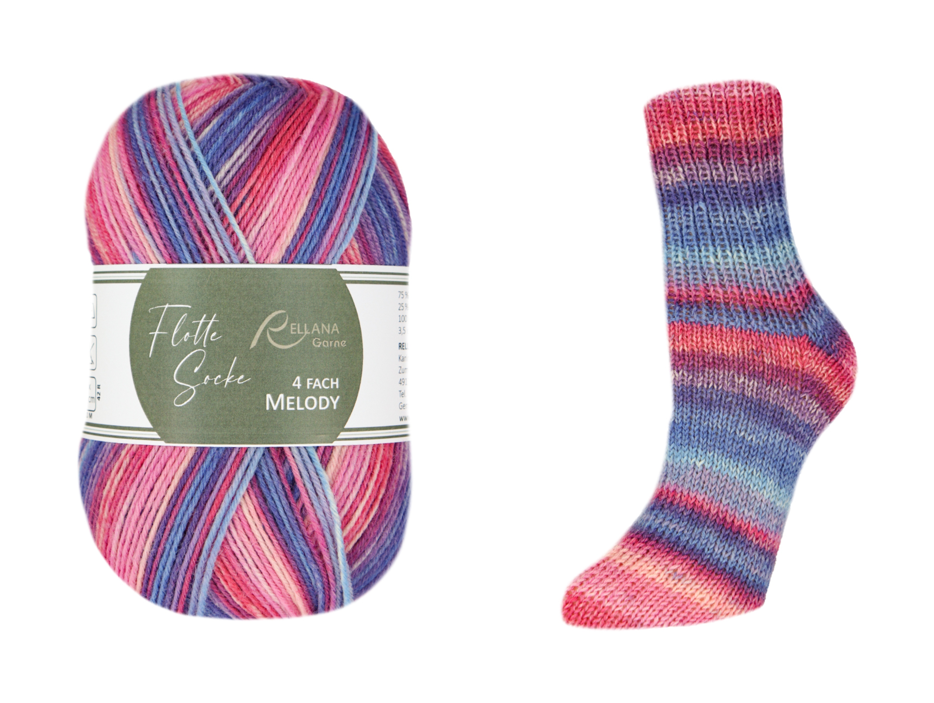 RELLANA Flotte Socke 4f. Melody - 420 m / 100 g 4. číslo barvy: 3020