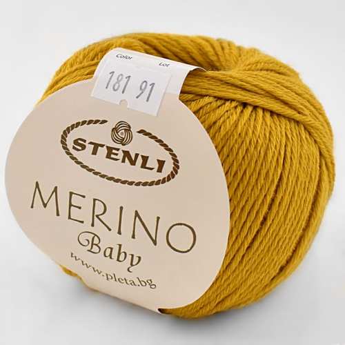 STENLI Merino Baby - 145 m / 50 g 2. barva: hořčicová, 4. číslo barvy: 181