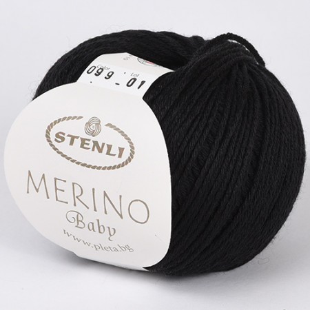 STENLI Merino Baby - 145 m / 50 g 2. barva: černá, 4. číslo barvy: 99
