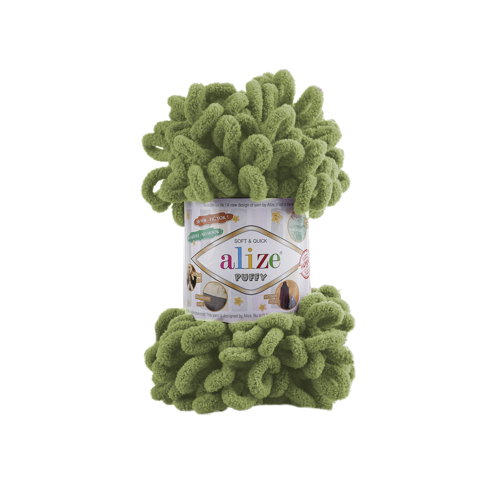 ALIZE Puffy - 9,2 m / 100 g 2. barva: zelená, 4. číslo barvy: 485