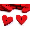 Dřevěný dekorační knoflík srdce červený
