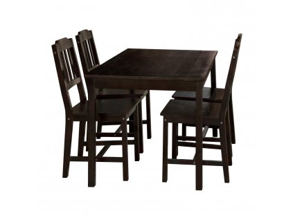 Stůl + 4 židle 8849 tmavohnědý lak