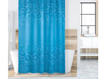 Koupelnový závěs modrá mozaika