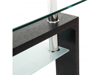 Konferenční stůl, čiré / mléčné sklo, MDF, 3D dekor přech