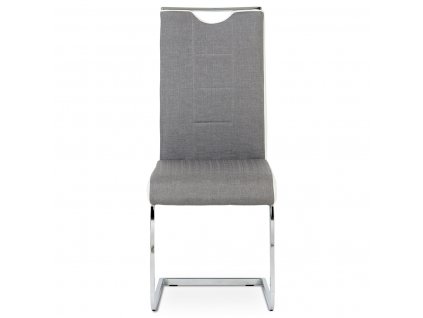 Jídelní židle chrom / šedá látka + bílá koženka