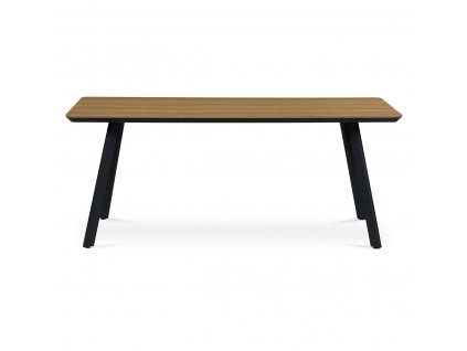 Jídelní stůl, 180x90x76 cm, MDF deska s dýhou odstín dub, kovové nohy, černý lak
