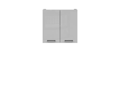 Horní kuchyňská skříňka Junona Line TAFLA G2D/60/57, bílá/světle šedý lesk