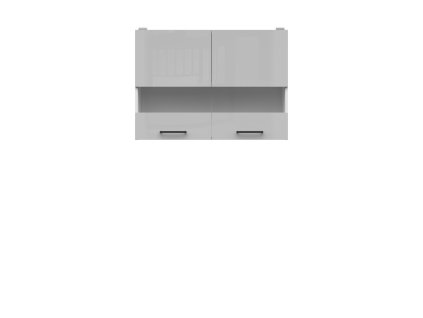 Horní kuchyňská skříňka Junona Line TAFLA G2W/80/57, bílá/světle šedý lesk