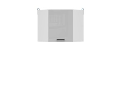 Horní rohová kuchyňská skříňka Junona Line TAFLA GNWU/57-LP, bílá/světle šedý lesk