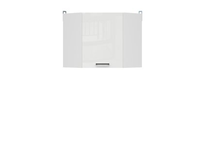 Horní rohová kuchyňská skříňka Junona Line TAFLA GNWU/57-LP, bílá/bílá křída lesk