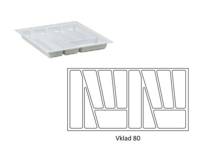 Příborník, vklad na příbory Semi Line 80 cm bílý