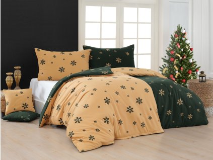 Vločky zelené Flanel premium 1x 140/200, 1x 70/90