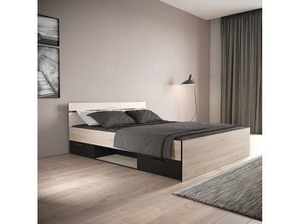 Multifunkční postel 160x200 MICHIGAN dub/černá