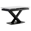 Jídelní stůl 120+30+30x80 cm, keramická deska bílý mramor, kov, černý matný lak