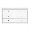 Komoda 6 zásuvek TORINO bílá, kovové úchytky