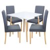 Jídelní stůl ONE 80x80 bílý + 4 židle PRIMA šedá/světlé nohy